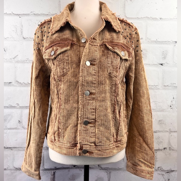 POL Rock & Roll Studded Corduroy Jacket Jupiter Gold - Picture 3 of 13